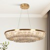 LNC Tracienuri 10-Lights 31.5" Modern Luxury Integrated LED Chandelier, Brass with Layered Silver Chain Fringe - 2 of 4