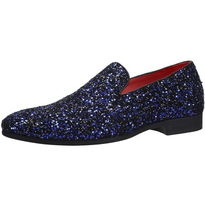 Santimon Men's Glitter Loafers Sparkly Dress Slip-On Shoes