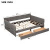 2-Drawer Queen Upholstered Bed Frame with USB Charging Port, Lambswool Fabric and Wood Slats, No Box Spring Needed - Baofuwish - 4 of 4