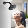Cobbe Matte Black Round 6-Inch 6 Settings Rain Showerhead ABS Wall Mount Shower Faucet Single Handle Include Valve - 4 of 4