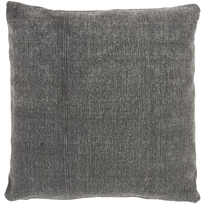 Charcoal Embroidered Figures Square Throw Pillow 18"