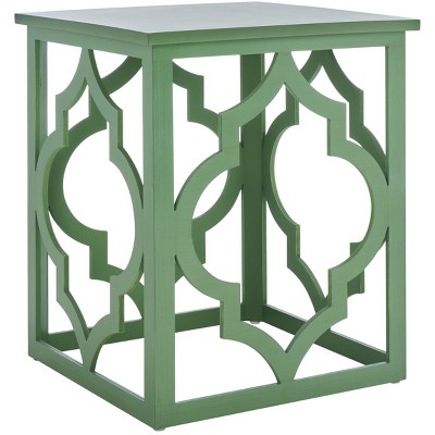 Milo Green Metal and Wood Quatrefoil End Table 26"