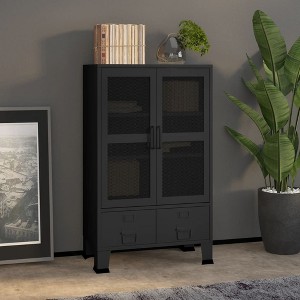 vidaXL Industrial Storage Chest Black 27.6"x15.7"x45.3" Metal - 1 of 4