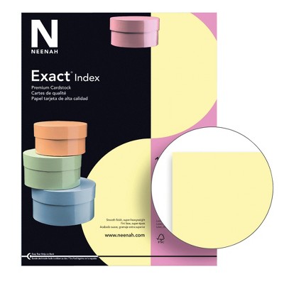 Exact Index Cardstock, 8-1/2 x 11 Inches, 110 lb, Canary, 250 Sheets