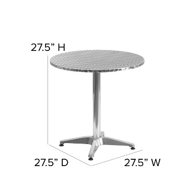 Sleek 27.5'' Round Silver Stainless Steel Indoor-Outdoor Table