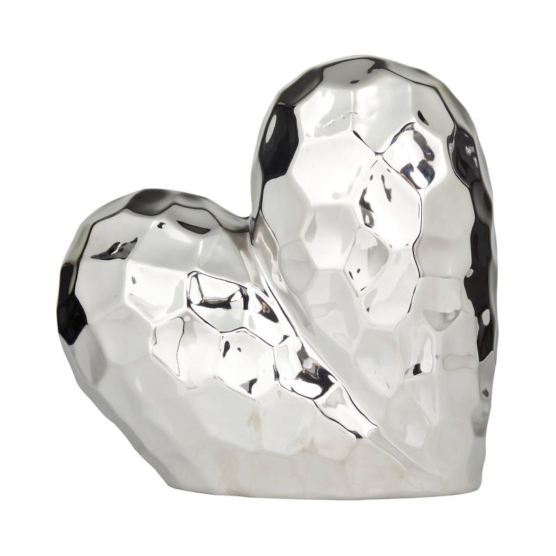11&#39;&#39; x 12&#39;&#39; Porcelain Heart Sculpture Silver - Olivia &#38; May, 5 of 7