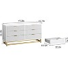 Garvee Sleek White 6-Drawer Dresser with Gold Accents – Stylish Storage Organizer on Metal Legs for Bedroom, Living Room, or Hallway - 2 of 4
