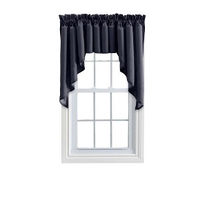 Ellis Stacey 3" Rod Pocket High Quality Fabric Solid Color Window Lined Swag Set Navy - 1 of 4