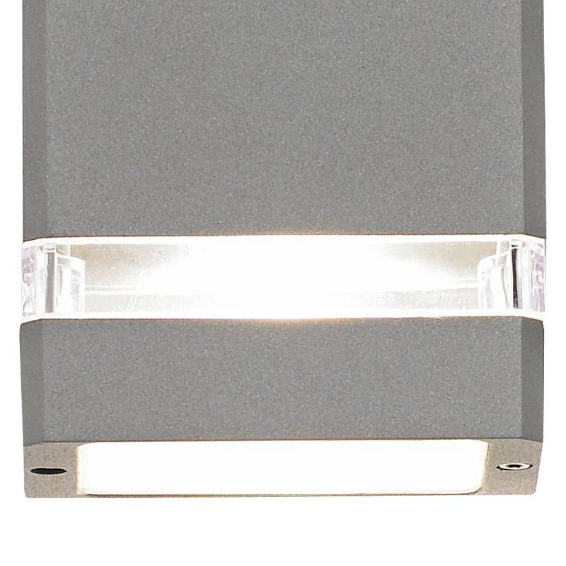Possini Euro Design Skyridge Modern Outdoor Wall Light Fixtures Set of 2 Matte Silver Up Down 10 1/2" Clear Glass for Post Exterior Barn, 2 of 10
