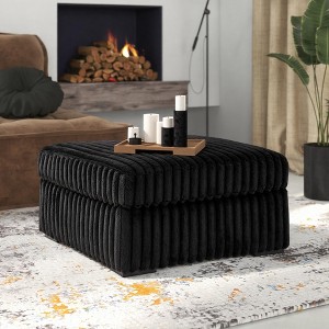 Roundhill Furniture Solenne Oversized Ottoman with Jumbo Corduroy Upholstery Black - 1 of 4