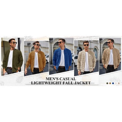COOFANDY Mens Zip Up Sweater Jacket Waffle Sweatshirt Knit Bomber Lightweight Casual Jackets Light Grey S — фото 6