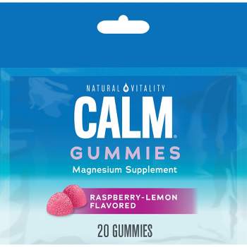 Natural Vitality Calm Magnesium Supplement Gummies, Raspberry Lemon, 330 mg, 20 Count