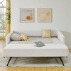 Lycvki Full Size Daybed with Trundle Upholstered Sofa Bed, with Vertical Stripes, Linen Fabric, Beige - 2 of 4