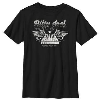 Boy's Billy Joel World Tour 1984 Black and White T-Shirt