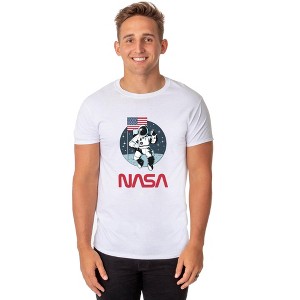 NASA Men's Retro NASA Letter Logo Thumbs Up Astronaut Crewneck T-Shirt White - 1 of 4