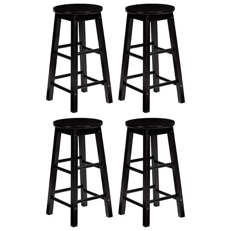 PJ Wood Classic Round Seat 29" Tall Kitchen Counter Stools for Homes, Dining Spaces, and Bars with Backless Seats & 4 Square Legs, Black (Set of 4), 1 of 7