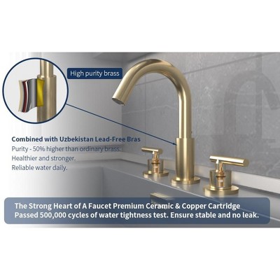 Brushed Gold Stainless Steel 8" Widespread Bathroom Faucet