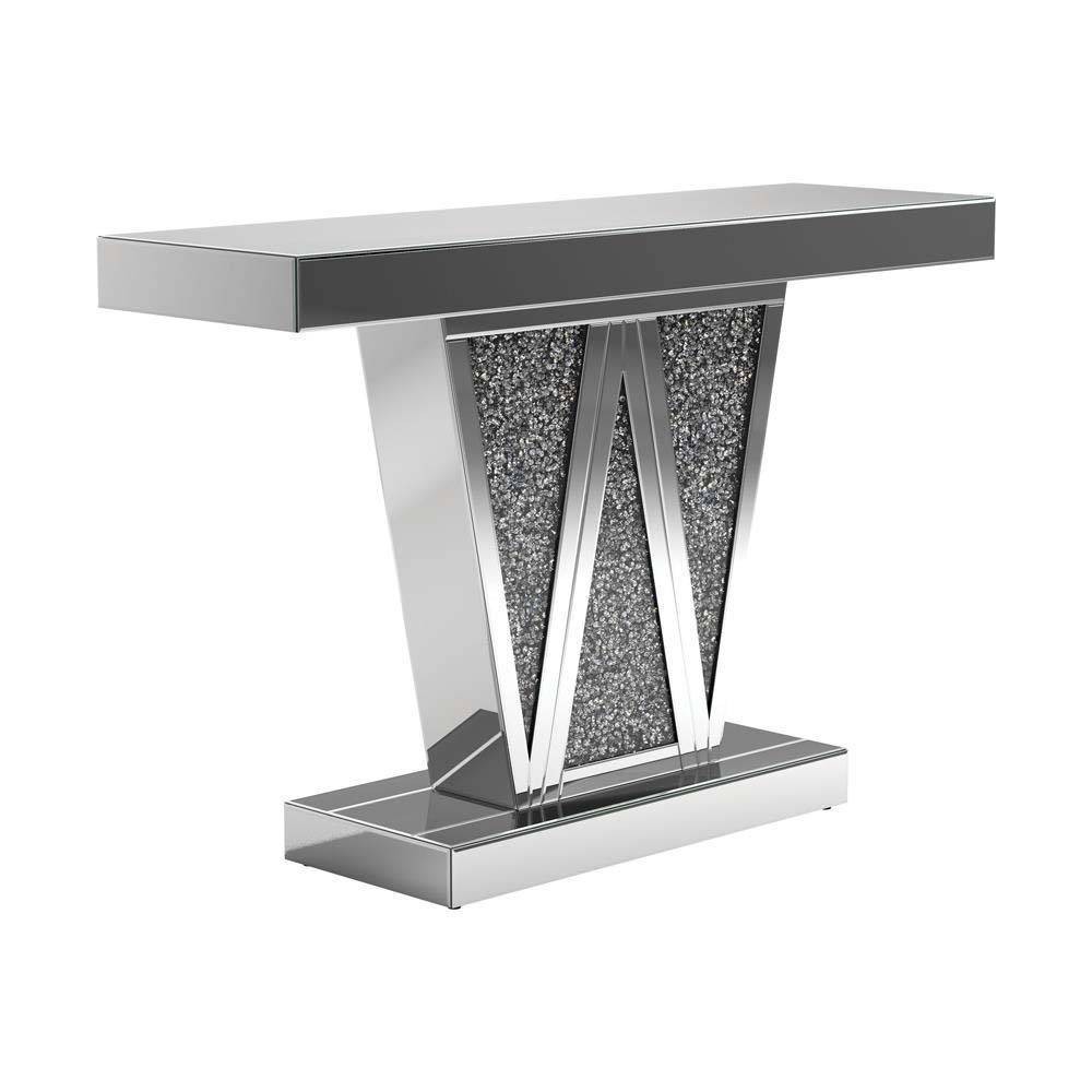 Photos - Coffee Table Coaster Crocus Modern Rectangular Glass Console Table Silver