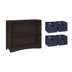RiverRidge Kids' Playroom Horizontal Toy Organizer Bookshelf with Open Storage Shelves with 4 Fabric Bins - 1 of 4