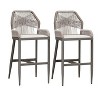 PURPLE LEAF 2 Pieces Bar Stools Patio Modern Rattan Barstools Aluminum Woven Tall Bar Chairs with Cushions for Outdoor Kitchen Island Garden - 2 of 4