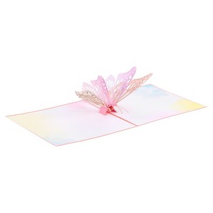 Unique Bargains Butterfly Flower Thickened Paper 3D Funny Birthday Card for Friends Gift - 1 of 4
