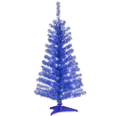 Photo 1 of 4ft National Christmas Tree Company Blue Tinsel Artificial Pencil Christmas Tree 70ct Clear