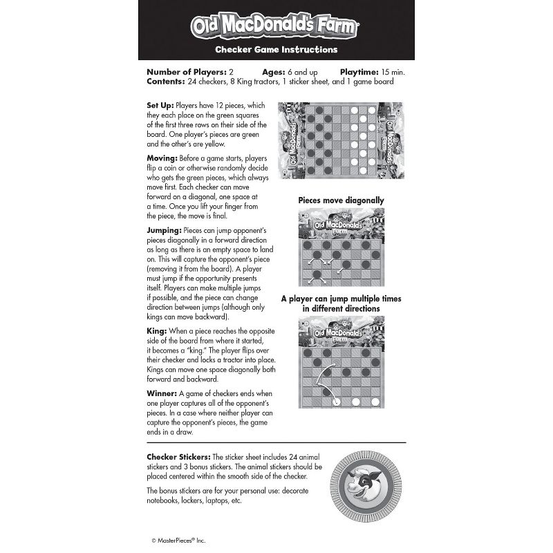 MasterPieces Officially licensed Old MacDonald's Checkers Board Game for Families and Kids ages 6 and Up, 5 of 7