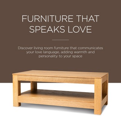 Weathered Natural Large Wooden Coffee Table with Storage Shelf