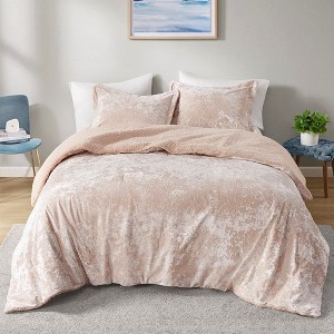 Sapphtopaz 2PCS/3 PCS Crushed Velvet Reversible Comforter Set,Bed Set with 1 Comforter,1/2 Shams,Bedding Set Machine Washable - 1 of 4