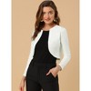 INSPIRE CHIC Women's Solid Open Front Curved Hem Stretchy Fabric Crop Bolero Shrug - 2 of 4