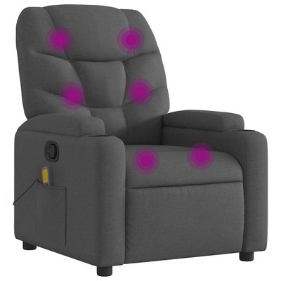 vidaXL Dark Gray Fabric Recliner Chair, 6-Point Vibration Massage, Adjustable Backrest & Footrest