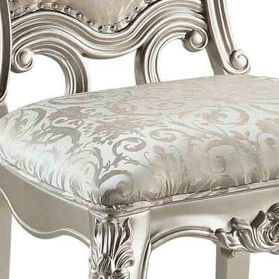 Bently Beige Jacquard Upholstered Side Chair with Floral Moldings