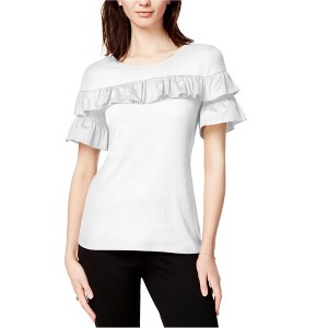 maison Jules Womens Ruffled Basic T-Shirt - 1 of 1