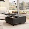 32" Square Storage Bench, Leather Lift-Top Ottoman Cube Bench, Coffee Table Ottoman With Large Storage Space,  Storage Coffee Table For Living Room - 2 of 4