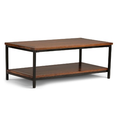 48" Rhonda Solid Mango Wood Coffee Table Dark Cognac Brown - WyndenHall