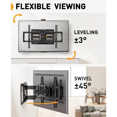 Perlegear UL Listed Full Motion TV Wall Mount for 42-84" TVs (up to 132 lbs), Fits 12"/16" Studs, Tool-Free Tilt, Max VESA 600x400mm