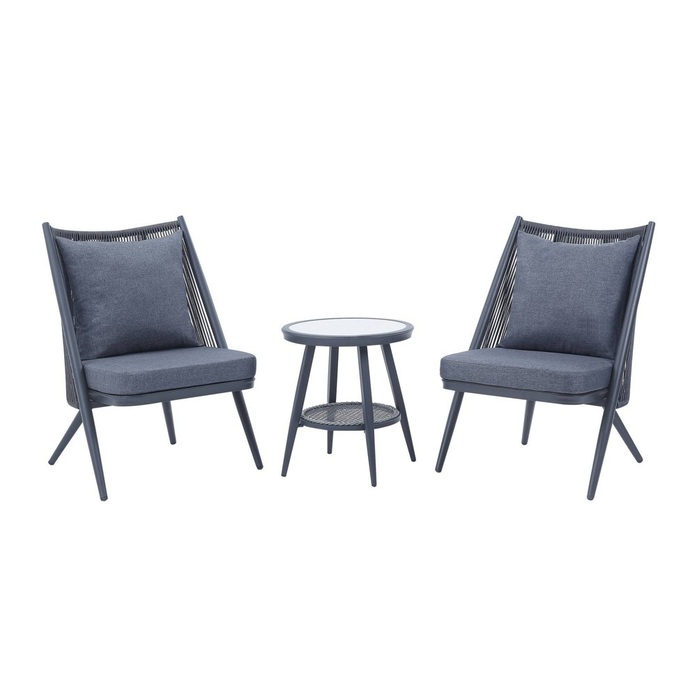 Photos - Chair Dirk 3pc Patio  with Side Table - Gray - miBasics