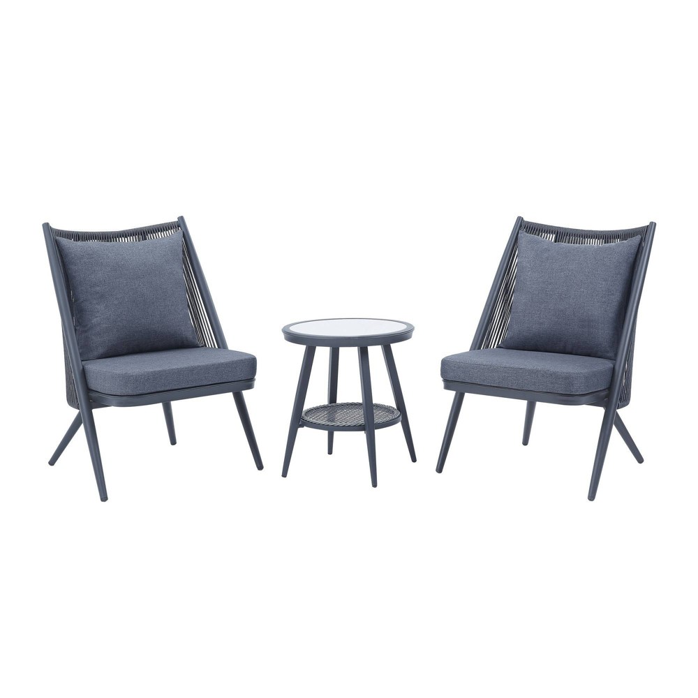 Dirk 3pc Patio Chairs with Side Table Gray miBasics