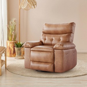 Large Power Lift Recliner Chair, PU Leather 360°Swivel Recliner with Massage and Heat, Rocking Single Sofa Seat for Living Room, Bedroom - 1 of 4