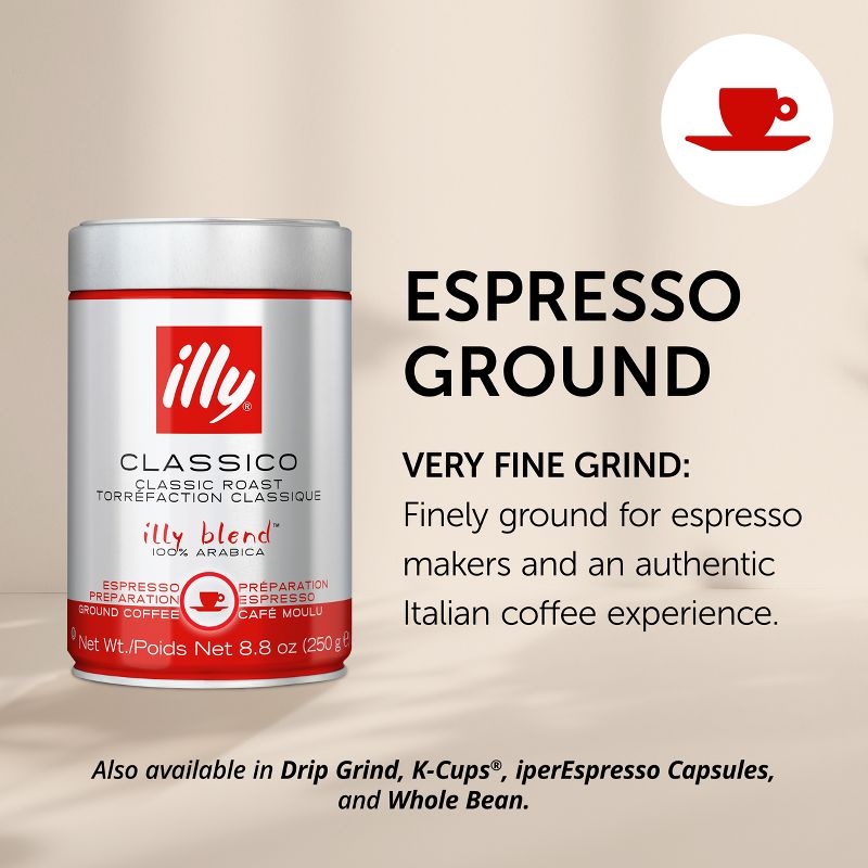 Illy Classico Medium Roast Espresso Ground Coffee - 8.8oz, 4 of 14