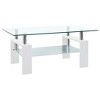 vidaXL Coffee Table White and Transparent Tempered Glass, Melamine - 2 of 4