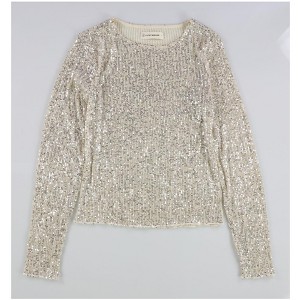 Lucky Brand Womens Sequin Knit Top Embellished T-Shirt, , Small - 1 of 2