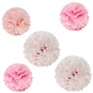 Wrapables Set of 5 Tissue Pom Poms Party Decorations - 1 of 4