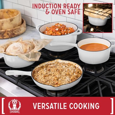 White Enameled Cast Iron 7-Piece Nonstick Cookware Set