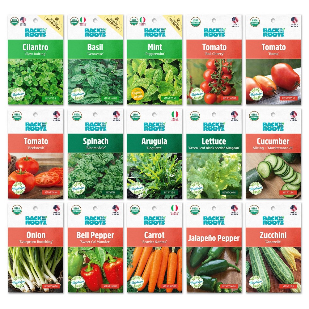Photos - Garden & Outdoor Decoration Back to the Roots 15pk Organic Garden Essentials Seeds Variety