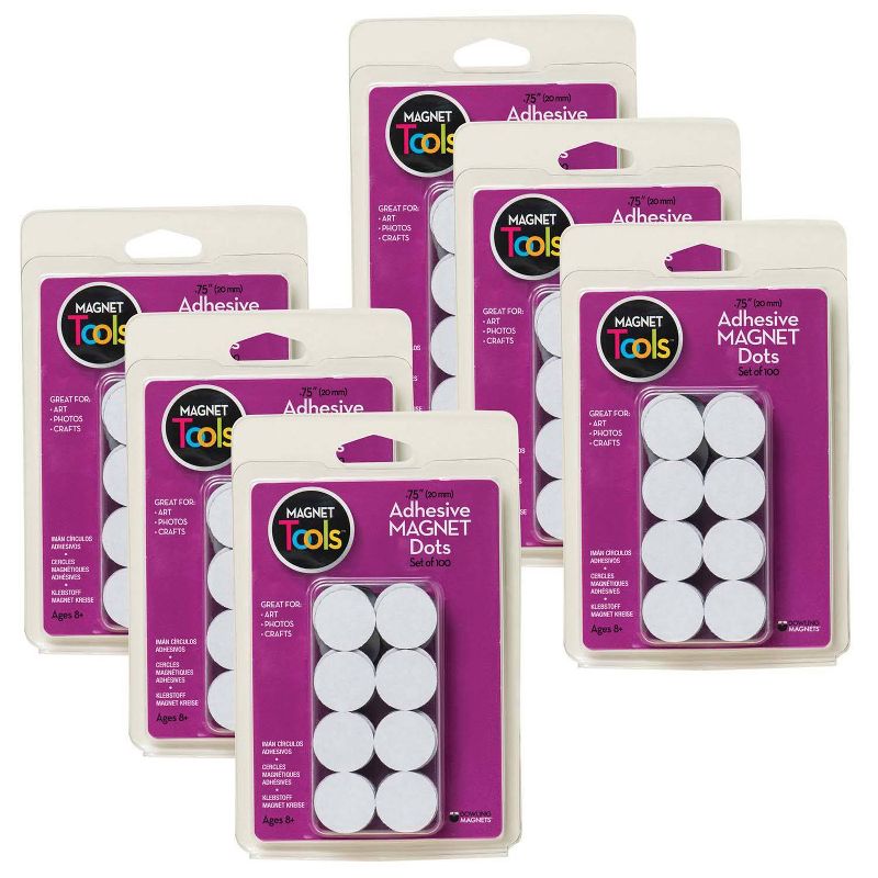 6pk 100 per Pack Adhesive Magnet Dots - Dowling Magnets, 1 of 5