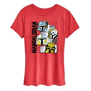Women's - Star Wars - The Mandalorian Mando Helmet Grid Short Sleeve Graphic T-Shirt - 1 of 4