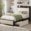 Twin Size Bed Frame with 2 Storage Drawers and Charging Station, Velvet Upholstered Platform Bedframe with Storage Headboard, No Box Spring Needed - 4 of 4