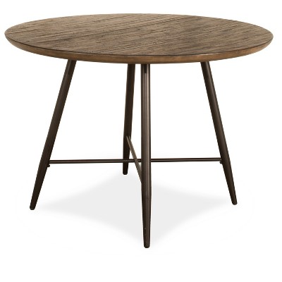 Forest Hill Round Reclaimed Wood Dining Table with Metal Legs