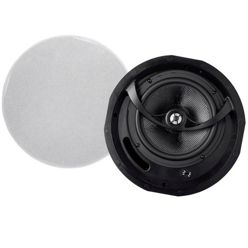 Monoprice 2-Way Aramid Fiber Back Ceiling Speakers - 8 Inch - Black With Covered Crossover (Pair) In | Whizz